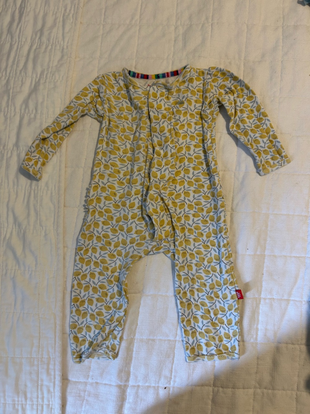 Magnetic Me White Baby Onesie with Yellow Lemon Accents
